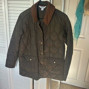Old Navy Women's Dark Brown Quilted Jacket with Corduroy Collar